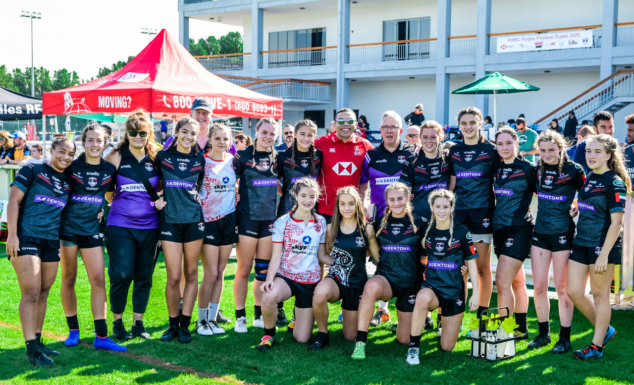 Girls Rugby squad in dubai